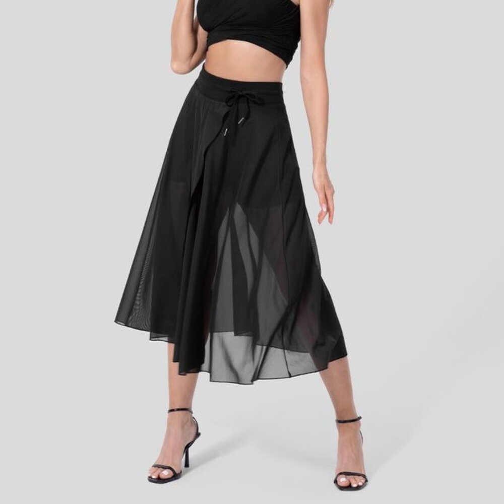 NWOT Halara High-Waisted Drawstring Mesh 2-in-1 Pocket Midi Skirt / Shorts